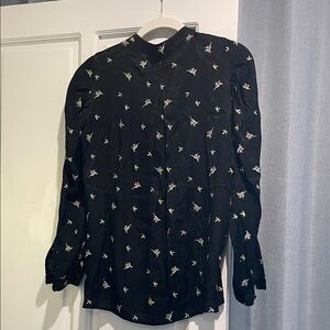 AllSaints Rosi Bamboo Black Puffed Sleeves XS